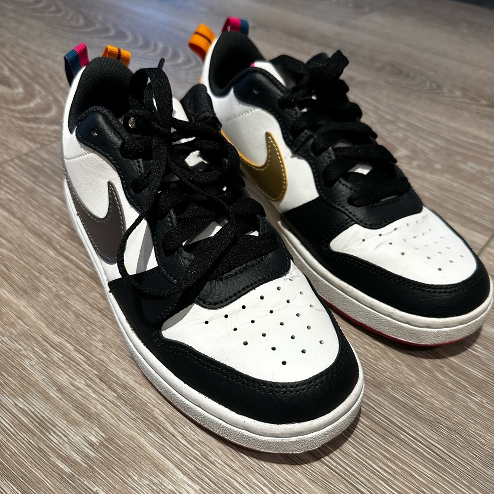 Nike Women's Sneakers Black White with Gold Accents